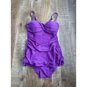 Shoreshapes Women's Purple 1 Piece Swimsuit w/ Skirt Tummy Control Padded Cups